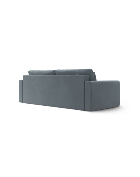 Divano trasformabile Belfast in velluto a 3 posti con contenitore blu grigio - 238x105x84 cm
