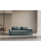 Divano trasformabile Belfast in velluto a 3 posti con contenitore blu grigio - 238x105x84 cm