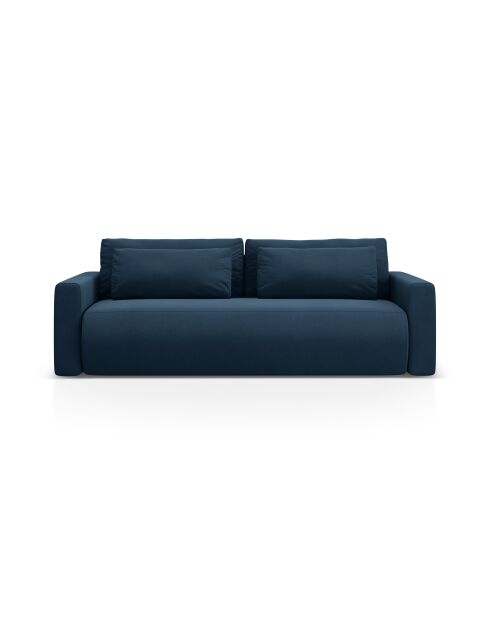 Canapé velours convertible avec coffre de rangement Belfast 3 places bleu roi - 238x105x84 cm