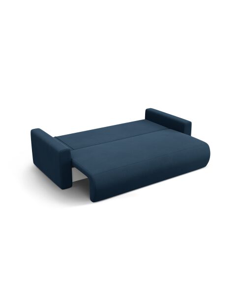 Canapé velours convertible avec coffre de rangement Belfast 3 places bleu roi - 238x105x84 cm