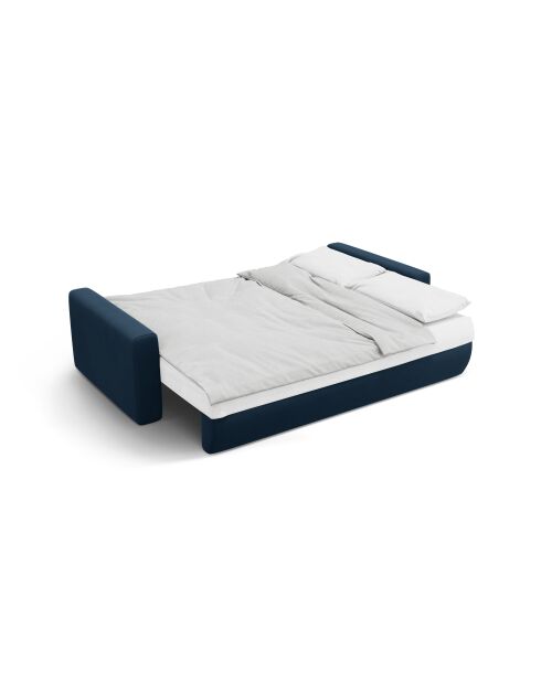 Canapé velours convertible avec coffre de rangement Belfast 3 places bleu roi - 238x105x84 cm