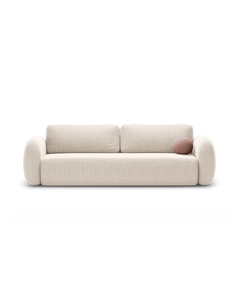 Canapé convertible avec coffre de rangement Tonale 3 places beige clair - 262x105x88 cm