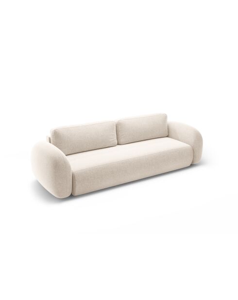 Canapé convertible avec coffre de rangement Tonale 3 places beige clair - 262x105x88 cm