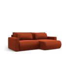 Divano angolare trasformabile Belfast in velluto ramato a 3 posti con contenitore - 240x149x84 cm