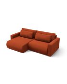 Divano angolare trasformabile Belfast in velluto ramato a 3 posti con contenitore - 240x149x84 cm