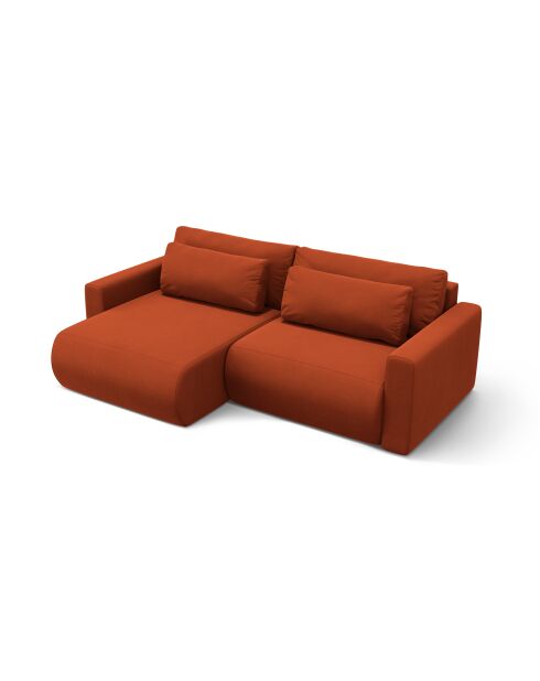 Divano angolare trasformabile Belfast in velluto ramato a 3 posti con contenitore - 240x149x84 cm