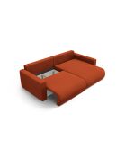 Divano angolare trasformabile Belfast in velluto ramato a 3 posti con contenitore - 240x149x84 cm