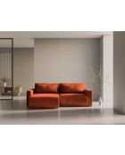 Divano angolare trasformabile Belfast in velluto ramato a 3 posti con contenitore - 240x149x84 cm