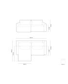 Divano angolare trasformabile Belfast in velluto ramato a 3 posti con contenitore - 240x149x84 cm
