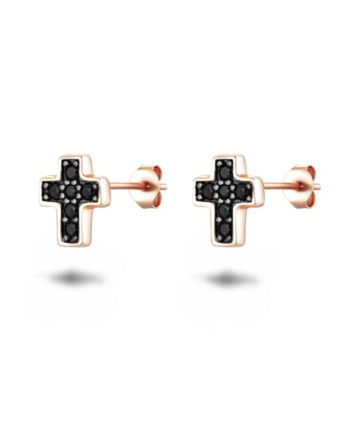 Boucles d'oreilles en argent 925 rose et noir