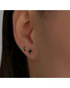 Boucles d'oreilles en argent 925 rose et noir
