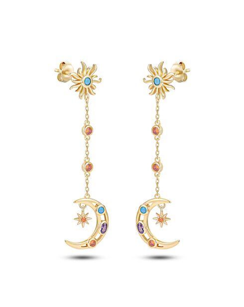 Boucles d'oreilles en argent 925 plaqué or jaune 18 carats