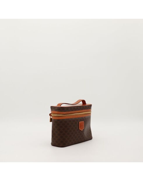 Bruine Macadam toilettas - Zeer goede staat - 15x21x7cm