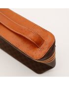 Bruine Macadam toilettas - Zeer goede staat - 15x21x7cm