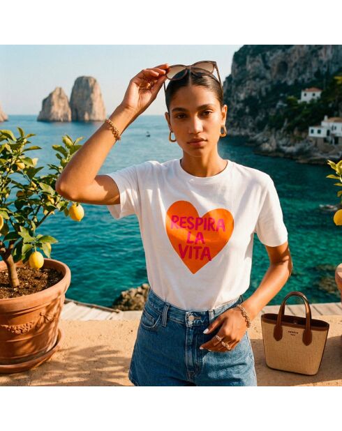 Respira la weißes Baumwoll-T-Shirt