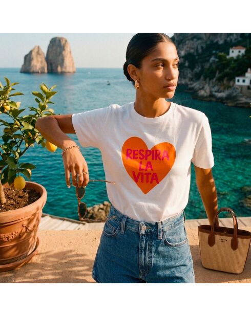 Respira la weißes Baumwoll-T-Shirt