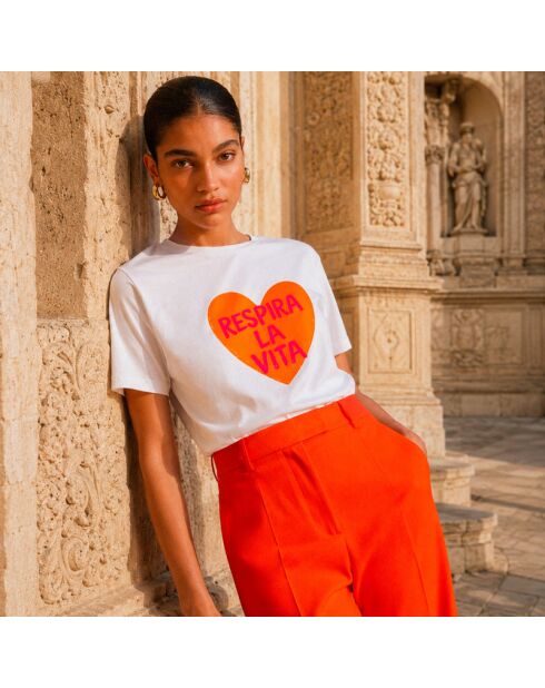 Respira la weißes Baumwoll-T-Shirt