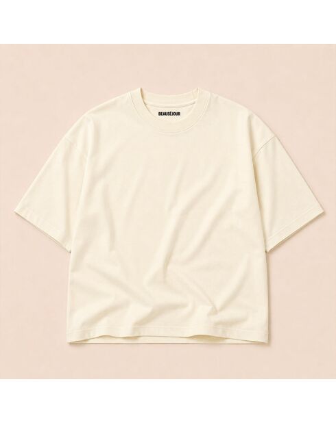Boxy T-shirt van crèmekleurig katoen voor tennisclubs