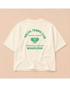 Boxy T-shirt van crèmekleurig katoen voor tennisclubs