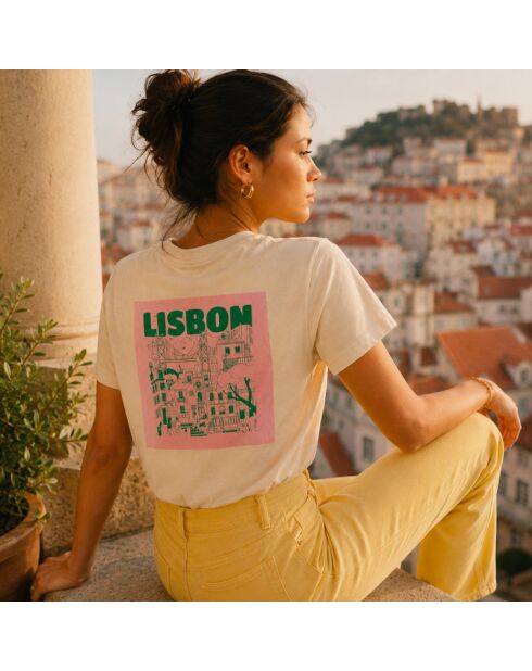 Cremefarbenes T-Shirt Lisbon aus Baumwolle