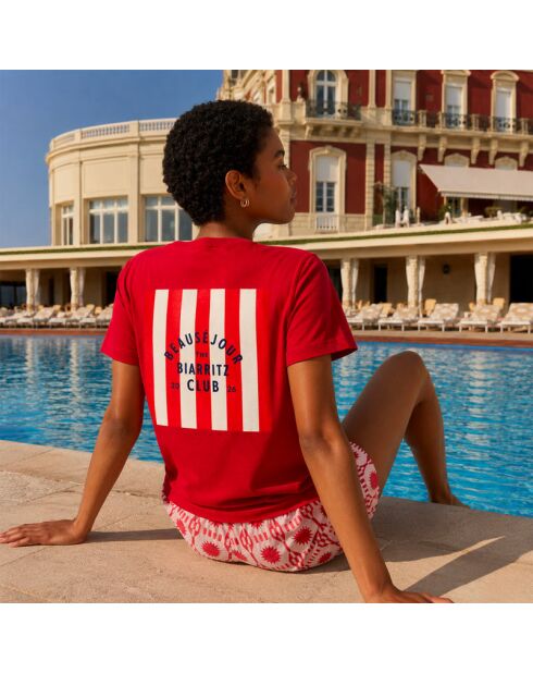 Rotes Baumwoll-T-Shirt Biarritz Club