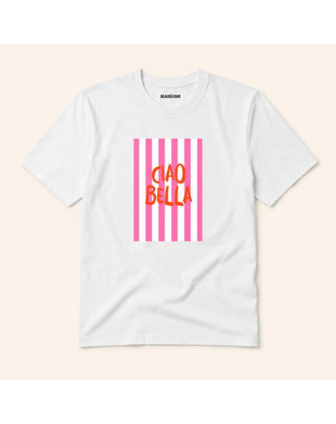 T-shirt en coton Ciao Bella blanc