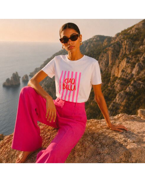 T-shirt en coton Ciao Bella blanc