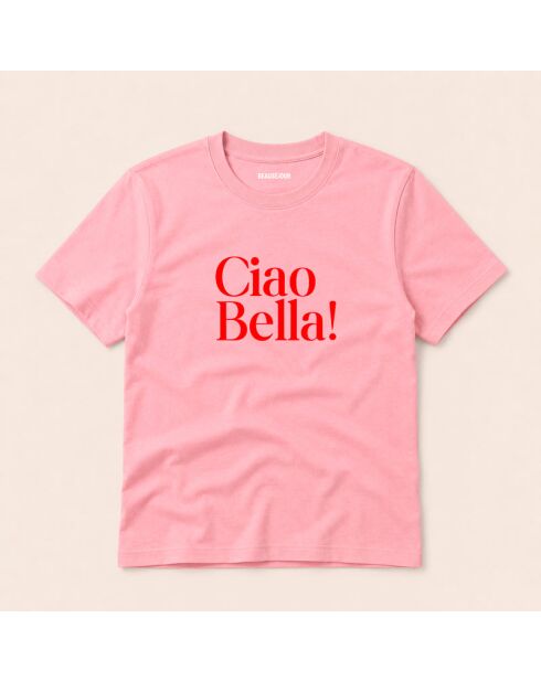 Rosafarbenes Baumwoll-T-Shirt Ciao Bella