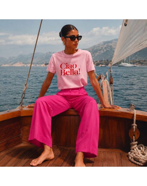 Rosafarbenes Baumwoll-T-Shirt Ciao Bella