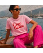 Rosafarbenes Baumwoll-T-Shirt Ciao Bella