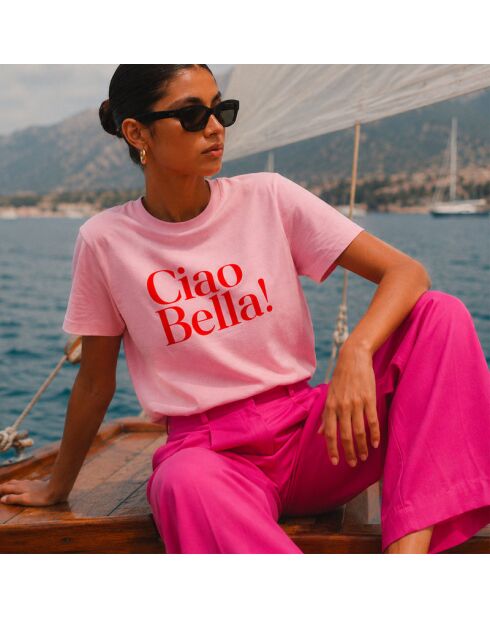 Rosafarbenes Baumwoll-T-Shirt Ciao Bella
