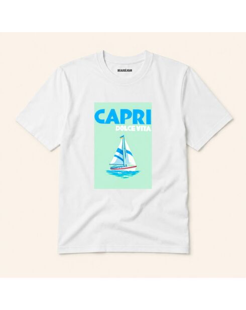 Weißes Baumwoll-T-Shirt Capri