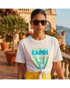 Weißes Baumwoll-T-Shirt Capri