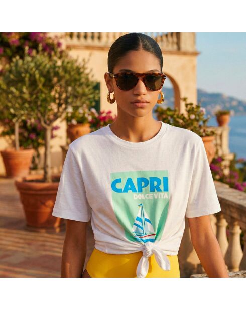 Weißes Baumwoll-T-Shirt Capri