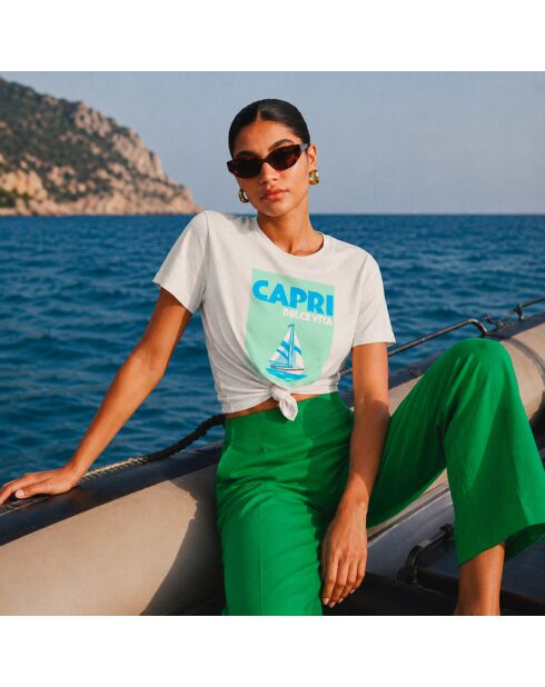 Weißes Baumwoll-T-Shirt Capri