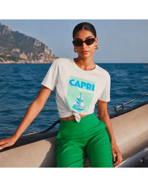Weißes Baumwoll-T-Shirt Capri