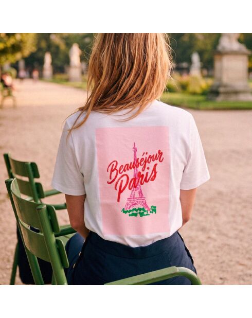 Weißes Eiffelturm-Baumwoll-T-Shirt