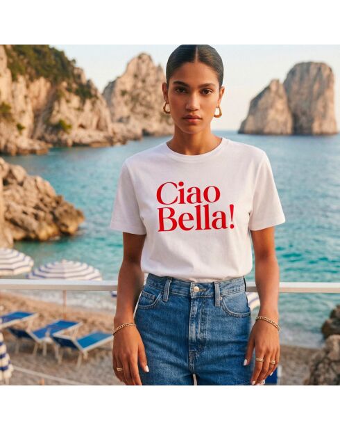 Ciao Bella weißes Baumwoll-T-Shirt