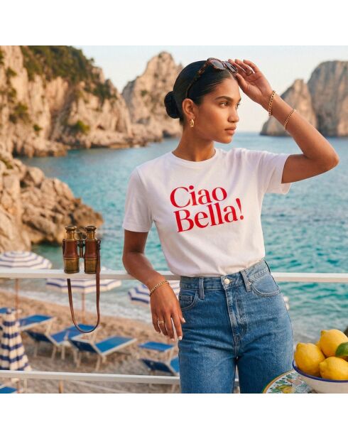 Ciao Bella weißes Baumwoll-T-Shirt