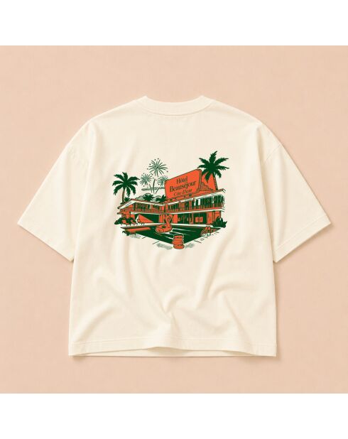 Cremefarbenes Baumwoll-T-Shirt Boxy Hotel