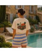 Cremefarbenes Baumwoll-T-Shirt Boxy Hotel