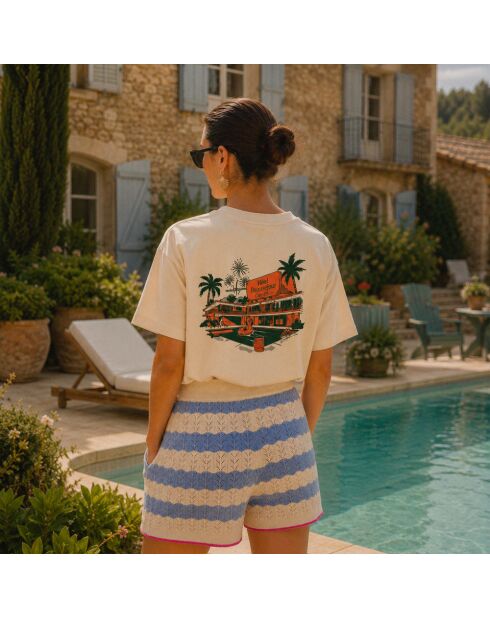 Cremefarbenes Baumwoll-T-Shirt Boxy Hotel