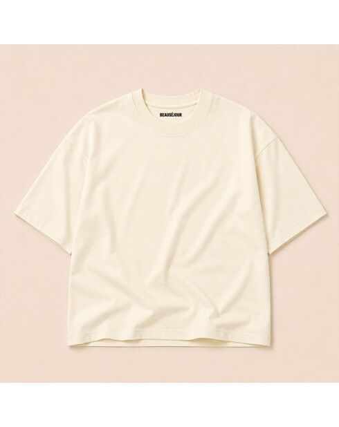 Boxy T-shirt van crèmekleurig katoen Le Soleil