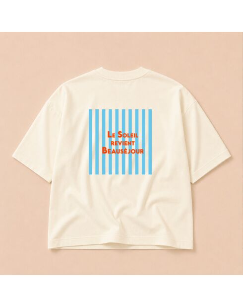 Boxy T-shirt van crèmekleurig katoen Le Soleil