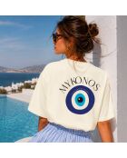 Cremefarbenes Baumwoll-T-Shirt Boxy Mykonos