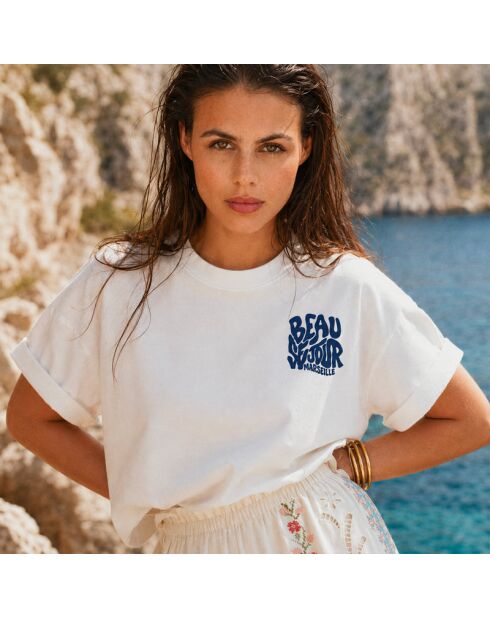 Weißes Baumwoll-T-Shirt Boxy Marseille