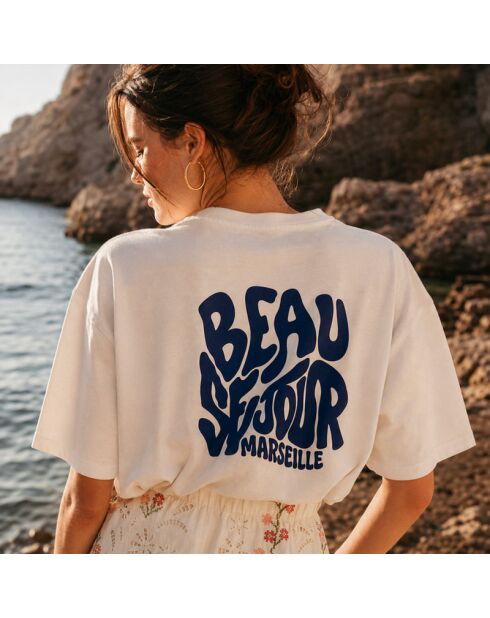 Weißes Baumwoll-T-Shirt Boxy Marseille