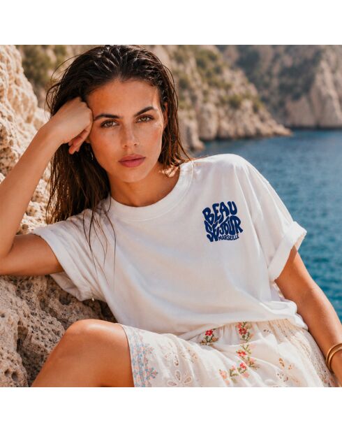 Weißes Baumwoll-T-Shirt Boxy Marseille