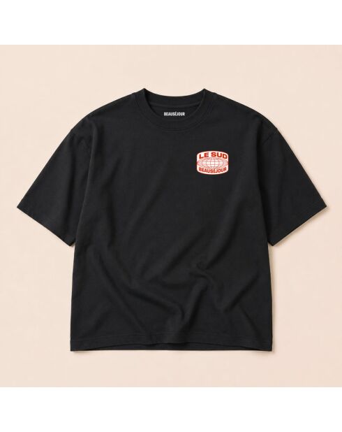 Boxy Le Sud schwarzes Baumwoll-T-Shirt
