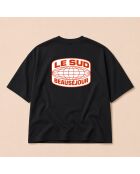 Boxy Le Sud schwarzes Baumwoll-T-Shirt